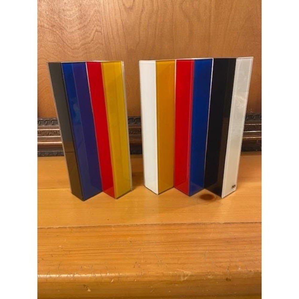 PO Glass Put Together Line Up Vase Set Frank Kerdil Mid Century Modern MoMA 2pc